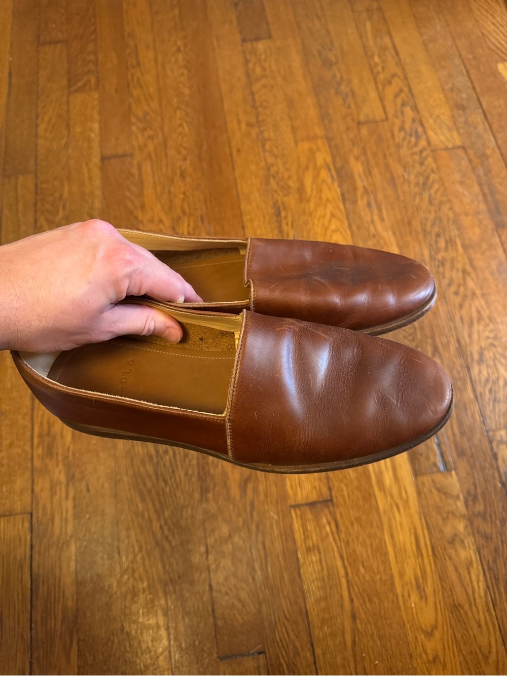 Nisolo Men's Cognac Leather Slip-On Loafers